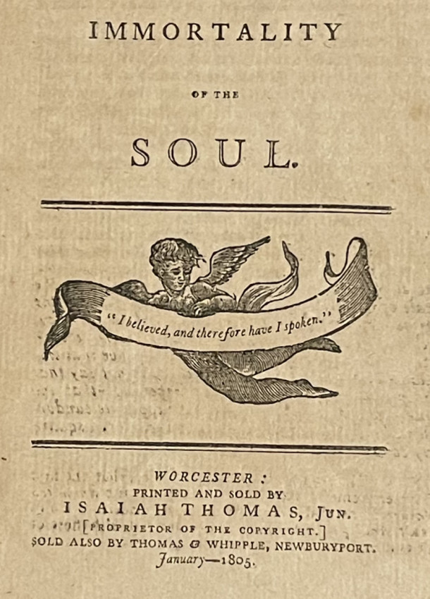 Mass. Imprint Scarce 1805 Speculative Theology, Illustrated Titlepage