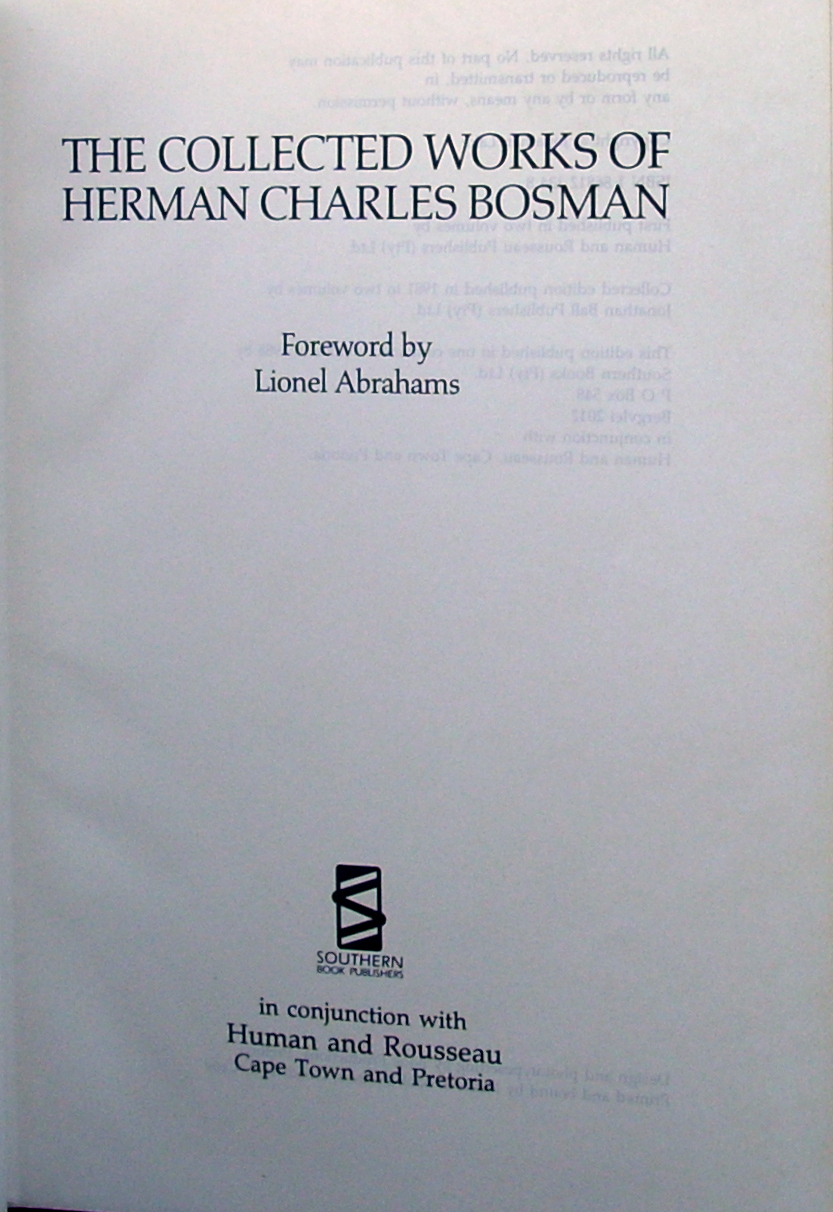 The Collected Works Of Herman Charles Bosman Auction 38