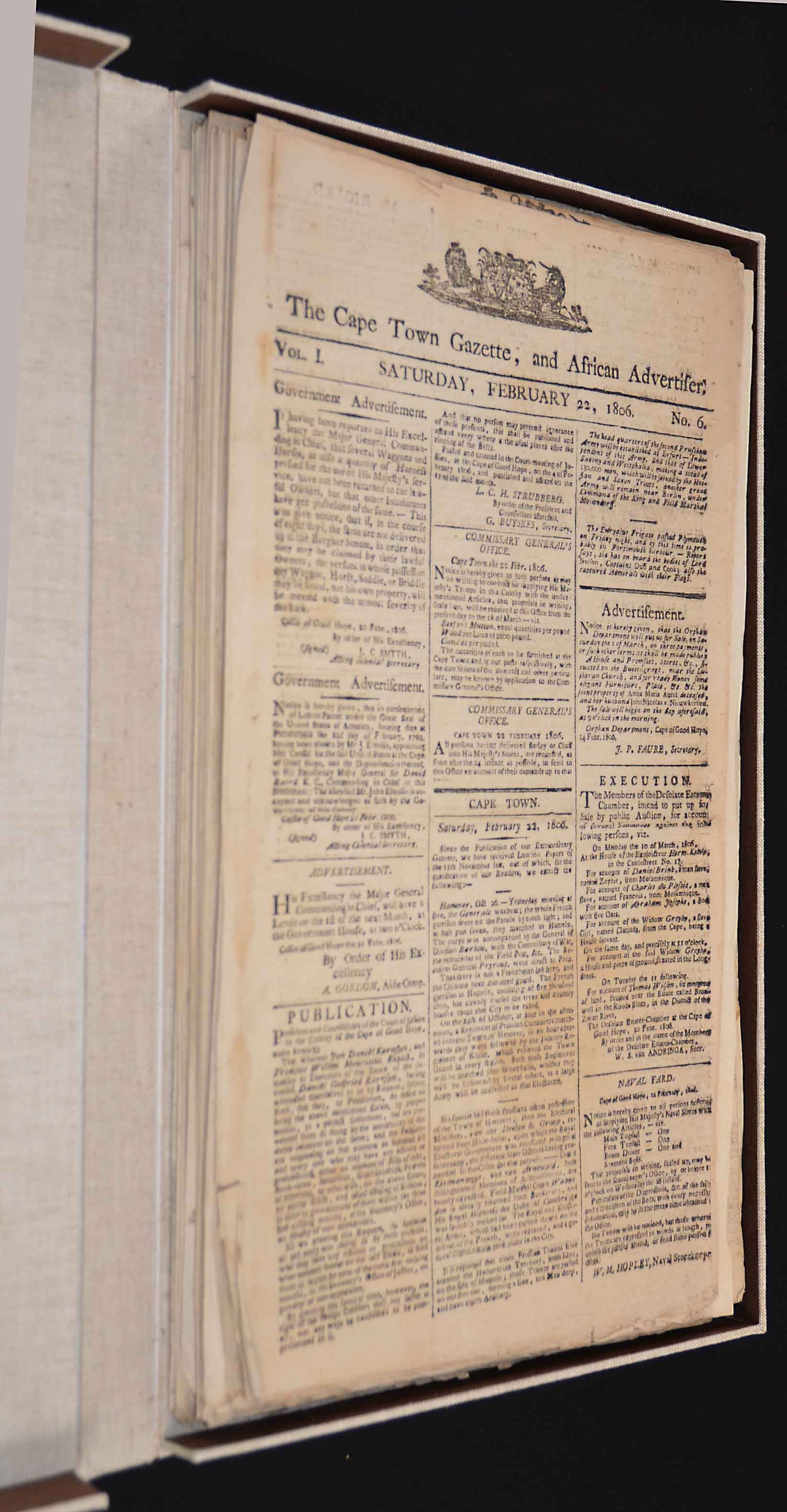 The Cape Town Gazette And African Advertiser 1806. - Auction #63
