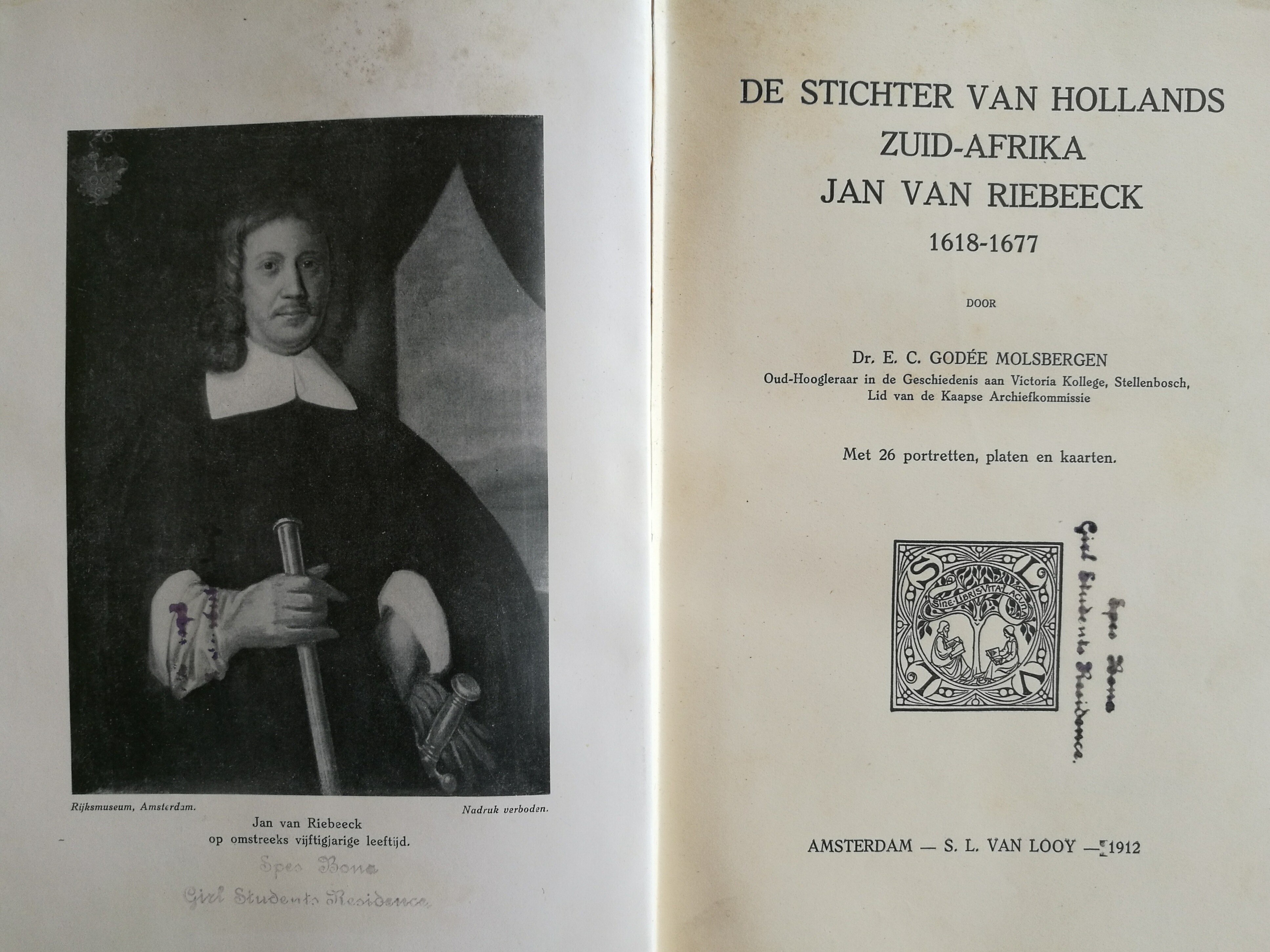 Stichter Van Hollands Zuid-afrika Jan Van Riebeeck 1618-1677 (1912