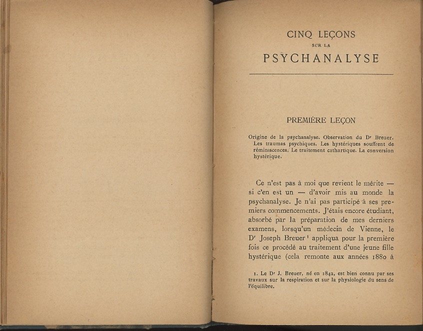 Cinq Leçons Sur La Psychanalyse. - Auction #91 | AntiquarianAuctions.com