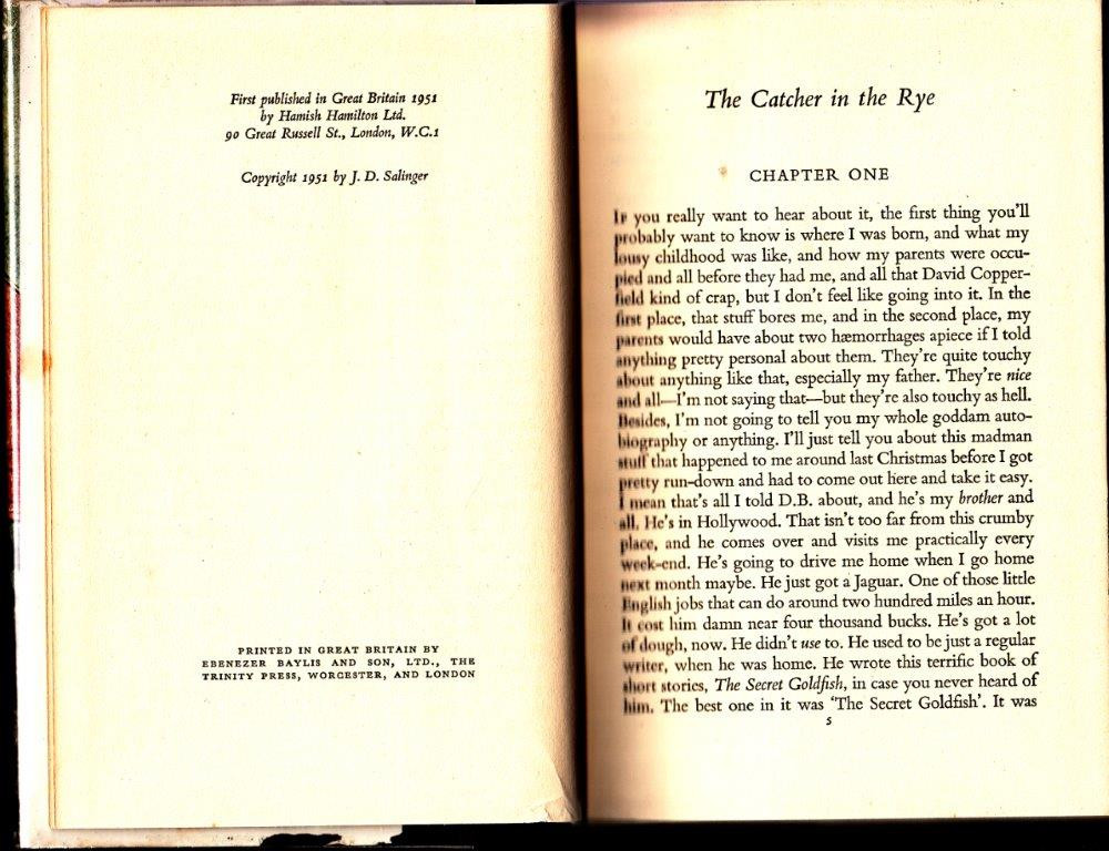 The Catcher In The Rye (first Uk Edition) Auction 92