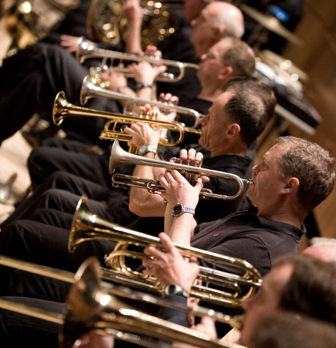 The Philharmonia Orchestra playing trumpets
