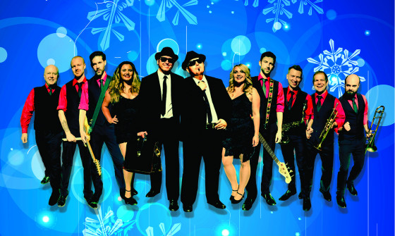 The Chicago Blues Brothers stand in a line