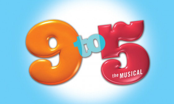 '9 to 5: The Musical' is written in big, rounded orange and red numbers and letters on a blue background.