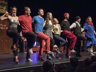 The Lock In "Christmas Carol" cast do the can can