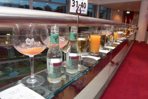 Interval drinks arranged in the circle bar in the Anvil waiting for customers