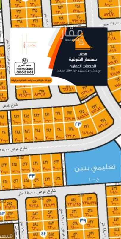 1710241 مكتب سمسار الشرقية للخدمات العقارية
للبيع بلك كامل في حي الشعله (الفاخرية 2 ، عوالي الظهران)
بلك رقم 23
مساحه 12163 متر تقريباً
16 قطعه ارض
مساحات 600 الى 1260 متر
على السوم
+2
لا يكلمني الا المباشر او الوكيل
للتواصل : 0503534880
