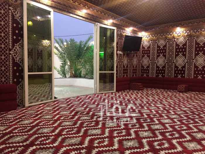 1589066 استراحة من قسمين
قسم الرجال بيت شعر مع دورات مياه ومغاسل
وحوش به أشجار ونجيلة طبيعية ومراجيح للاطفال ومسبح له مدخلين
مجلس مع صالة ودورة مياه ومغاسل يخدم القسمين
قسم النساء به مجلس وصالة وغرفة نوم ودورة مياه ومغاسل
مطبخ متكامل وحوش به أشجار ونجيلة صناعية
مدخل خاص لكل قسم