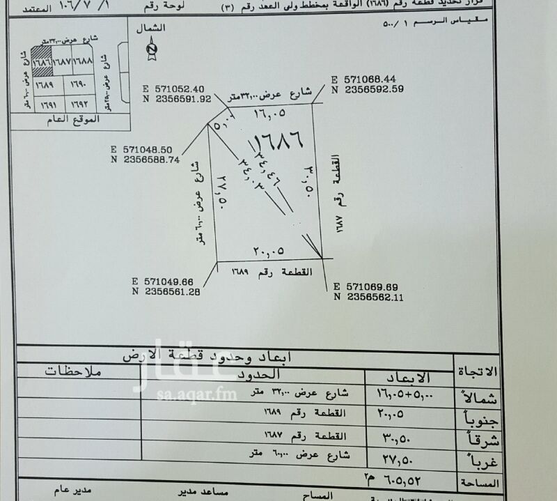 411105 للايجار او الاستثمار
أرض تجارية بموقع مميز بولي العهد 3 على شارعين تجارية 60 و 32