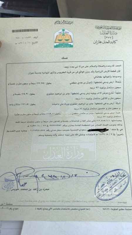 1266127 ارض بصك زراعي الكتروني يمكن تحويله سكني لان الارض داخل النطاق العمراني خلف مقهى هيثم