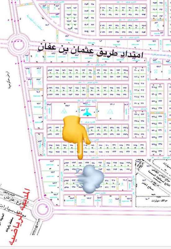 1368621 حي النموذجي منح ملكية رقمها ١٢٧٦ مسيوم ١٢٠ الحد ١٣٥ كما هو ظاهر بصورة المخطط ورقم القطعة في العلامة الصفراء