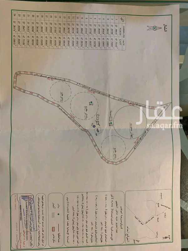 1342559 مزرعه في جنوب قريه المساحه كيلو ونص في ثلاثه كيلو فيها بير ٨ بوص ورشاش ٨ ابراج واصلها الكهرب معها تصريح زراعي ٤٠ هكتار بىسيم فيها سكن عمال وسكن خاص شعبي معها وثايق وورقت عطا داخل قطاع ابن شقير مزرعه قديمه على خط ام ريع تبعد عن الاسفلت ٧ كيلو تاصلها السياره الصغيره السوم ١٢٠٠٠٠٠ والبيع قريب بذن الله