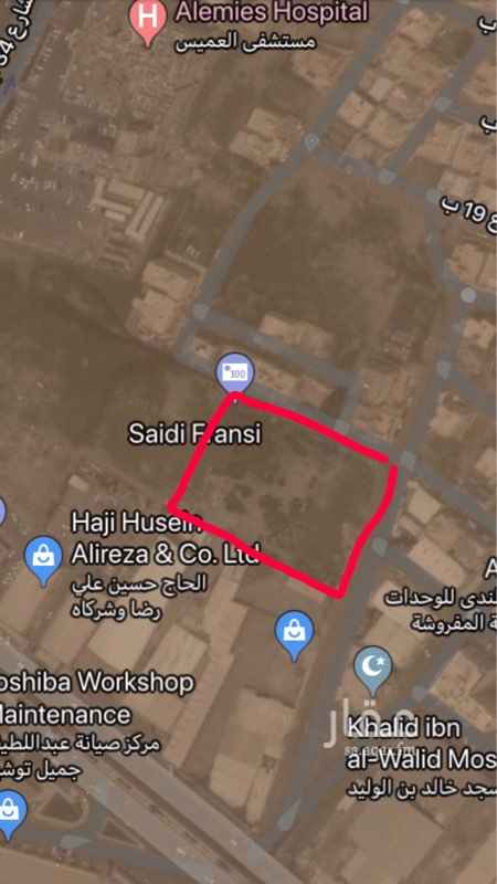 1381166 فرصة للمستثمرين ، من المالك مباشرة .
أرض سكنية تجارية بصك شرعي على شارعين بحي المطار بجانب العديد من المحلات التجارية كالفنادق ومصرف الراجحي ومستشفى العميس الموقع ممتاز يبعد عن الطريق العام ( طريق الملك عبدالعزيز ) بحدود ١٠٠ متر .