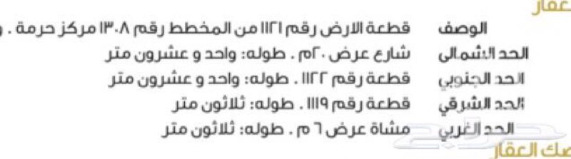 1756649 للبيع ارض سكنية بمخطط حرمه 1308 رقمها 1121 على شارع 20 وممر 6 م يجاورها حديقة ومواقف ومسجد ارض ليست جبلية حسب معلوماتي