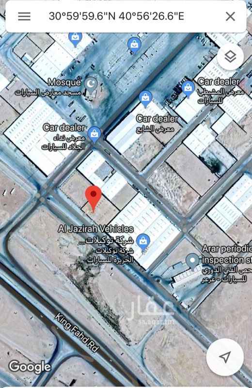 1511297 فرصة تجارية واستثمار بمعرض على واجهة معارض السيارات على الطريق الدولي مباشرة بعرعر مقابل الصناعية وبجوار الفحص الدوري وتوكيلات الجزيرة مباشرة بطول ٦٠ م (للتنازل / للايجار)
على السوم