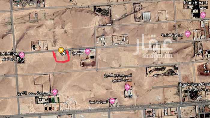 1600436 ارض للايجار في مخطط واحة العمارية. الارض واصلها الاسفلت والكهرباء و حولها منتجعات كثير قايمة. سعر الايجار السنوي ٥٠ الف ريال والعقد على مدة ٥ الى ٨ سنوات. الارض موضحة باللون الاحمر في الصورة المرفقة