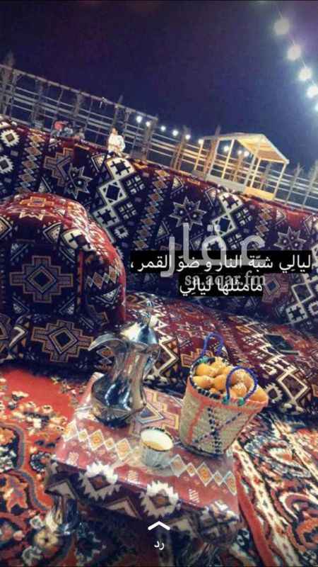 1396405 مخيم الوريف
يتكون من قسمين رجال يحتوي على جلسه وبيت شعر و حفرة مندي وطاوله مرتفعه للشوي وملعب طايره ودوره مياه مبنيه بلك ومغسلة.
أما قسم العائلات فيوجد فيه بيت شعر بجلسه ارضيه وكذالك جلسه تراثيه وكوخ يحتوي على العاب للأطفال ومراجيح بطول سته متر اثنين من المقاعد للرضع بالاضافه إلى مطبخ في أسطوانة غاز وبعض أدوات الطبخ الخفيفه كذلك دورتين للمياه أحدها كرسي فرنجي والآخر عربي ومغسلتين ملاحظه/ يوجد عرض استخدام الدباب لمدة 15 دقيقه مع التأجير واذا رغب العميل بزياده الوقت يتفق مع العامل..،
في امان الله