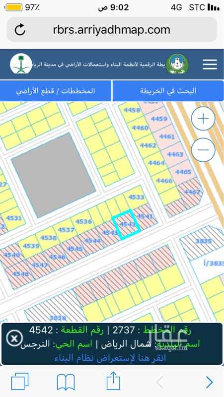1623228 ارض للاجار مساحة 1050م اطوالها 30*35 على شارع 36 نافذ على طريق عثمان بن عفان وطريق الامير فيصل بن بندر .