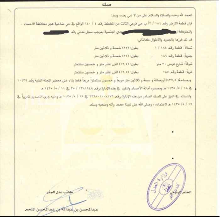 1498244 ارض بضاحيه هجر الاحساء
438 متر شرقيه شارع 30
اضلاعها 12.5x35