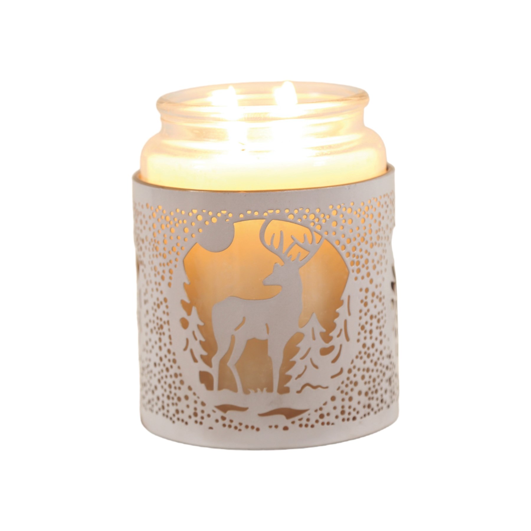 Tealight Wax Melter and Candle Holder White Silhouette Stag 10.5cm