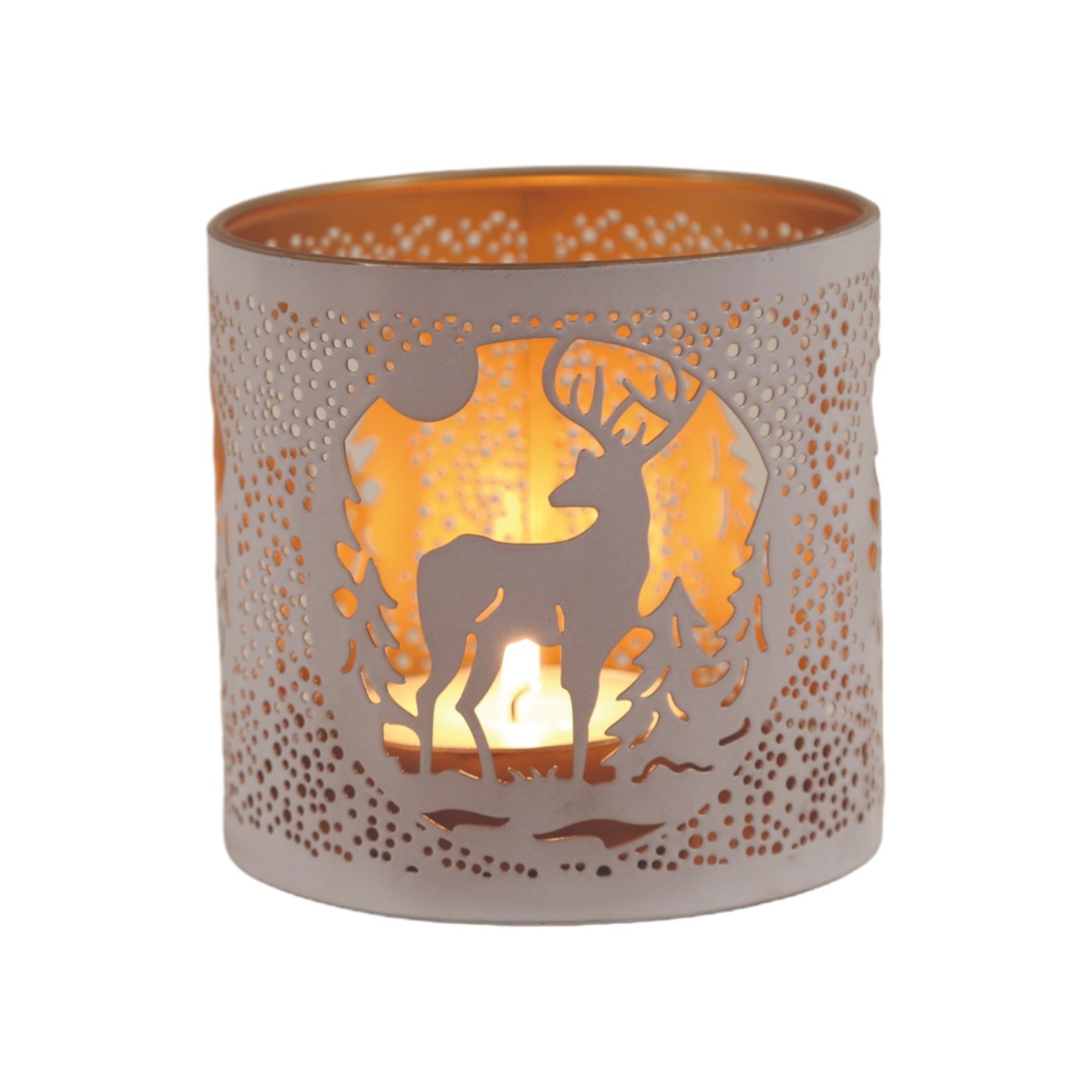 Tealight Wax Melter and Candle Holder White Silhouette Stag 10.5cm