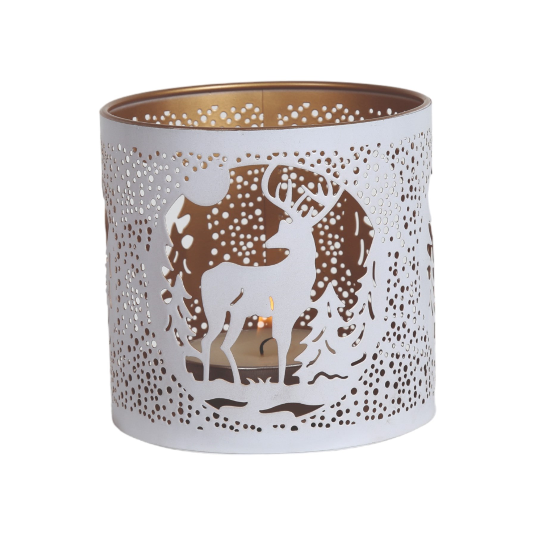Tealight Wax Melter and Candle Holder White Silhouette Stag 10.5cm