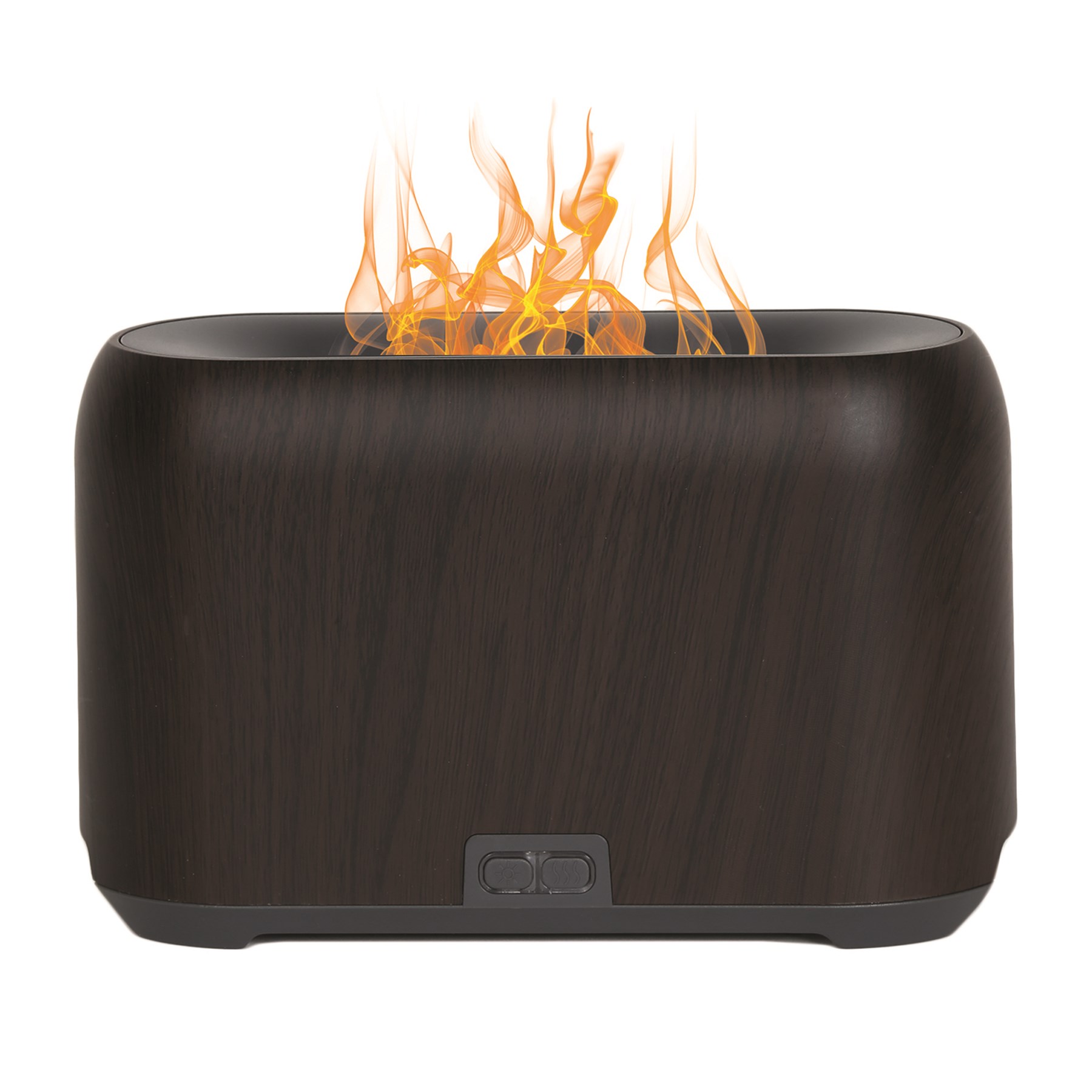 LED Ultrasonic Diffuser Flame Effect Dark Wood 20cm