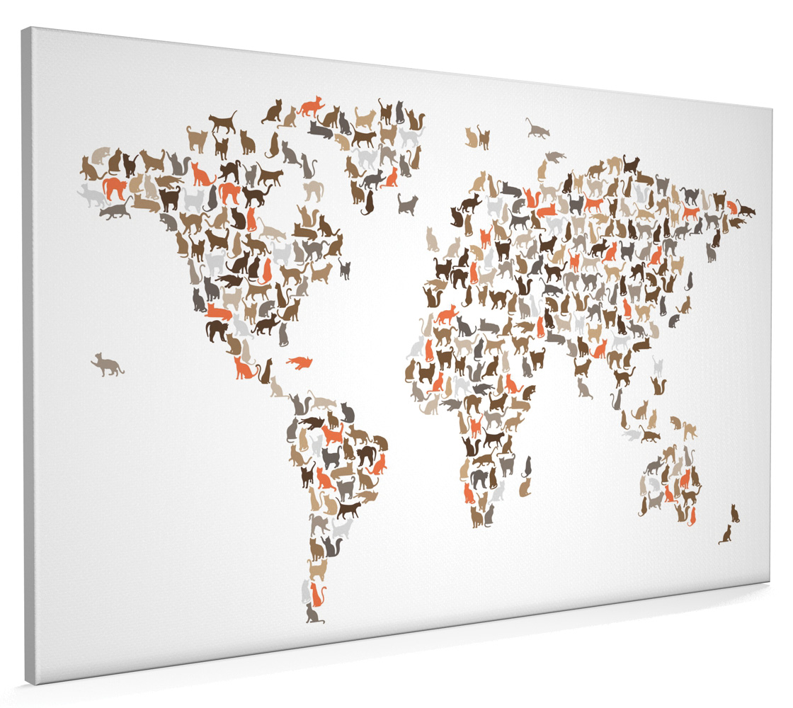 details about cats map of the world map box canvas and poster print 2545 world map prints