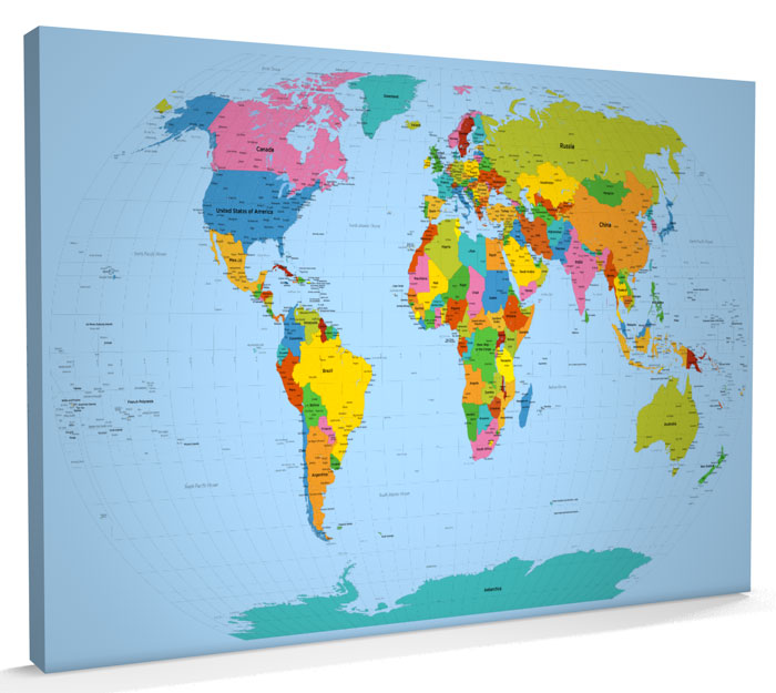 Map of the World Map CANVAS XXL 34x22 inch m816 eBay