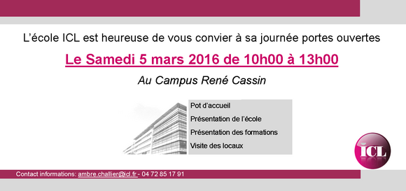 L'ICL vous ouvre ses portes samedi 5 mars 2016 de 10h &agrave; 13h