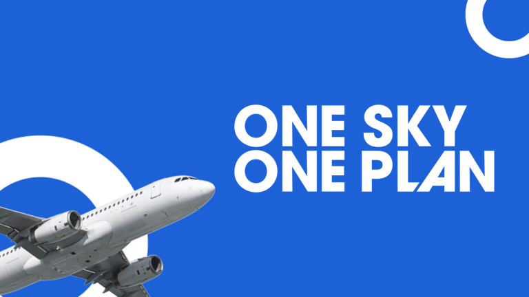 One Sky One Plan logo with an image of an aeroplane