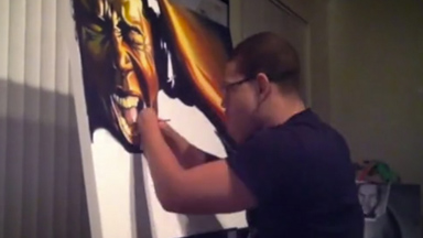 Artist Paints Incredible Portraits Without Fingers