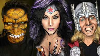 Make-Up Artist Spends Hours Transforming into Marvel and DC Comic Characters