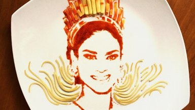 Pasta Portraits: Artist replaces his pencils for spaghetti and ketchup