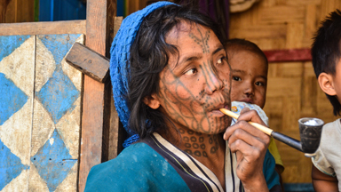 Tatts amazing: Tribal women of Myanmar show off their face tattoos