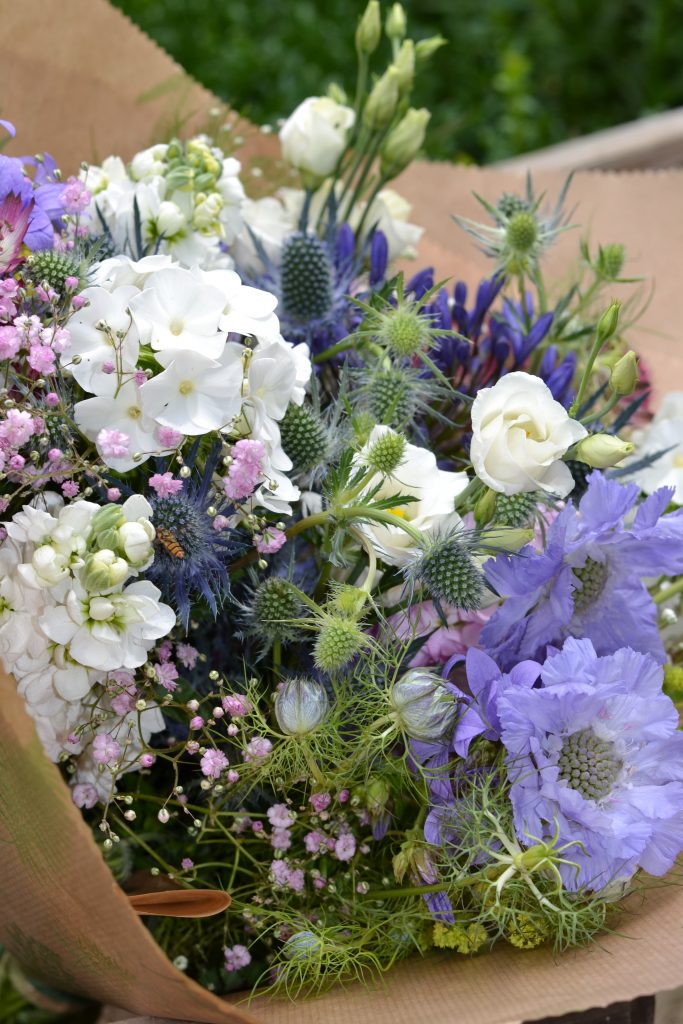 Gift wrapped bouquet.