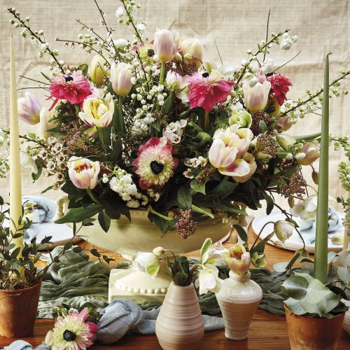 Creating a table display with British blooms