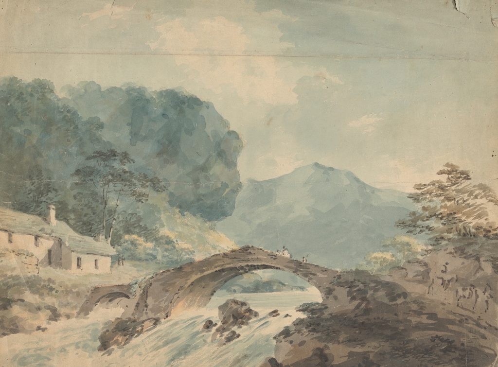 Watercolour of Bridge Crossing River by William Sawrey Gilpin