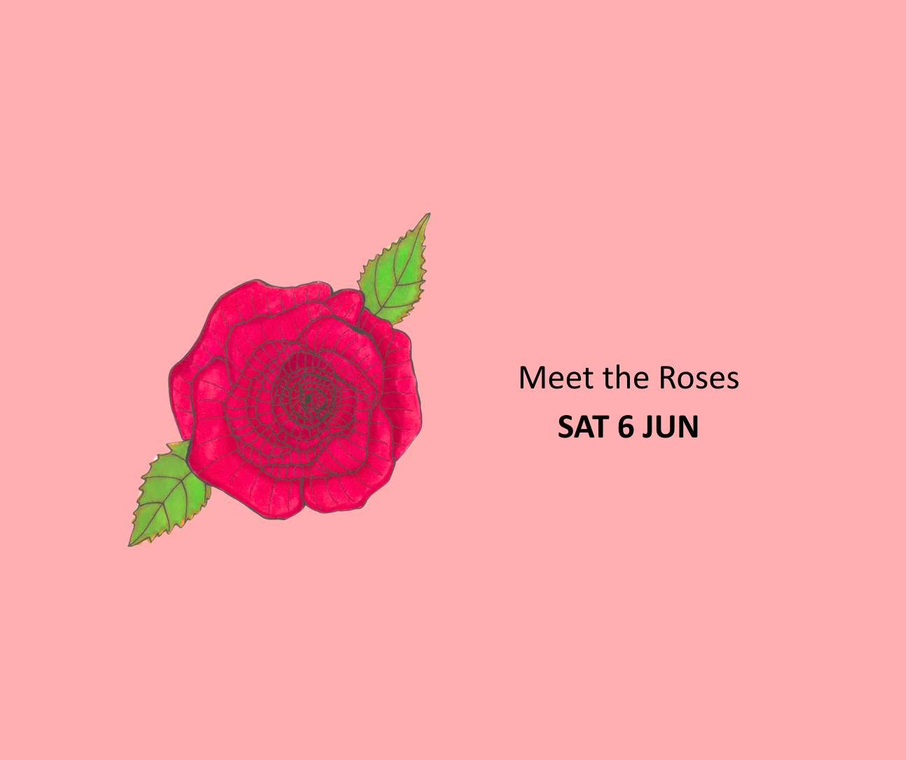 Illustration of a rose and two leaves