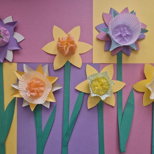 Spring paper flowers family activity
