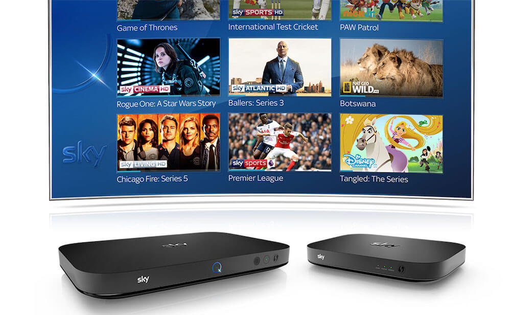 sky q box with sky q hub