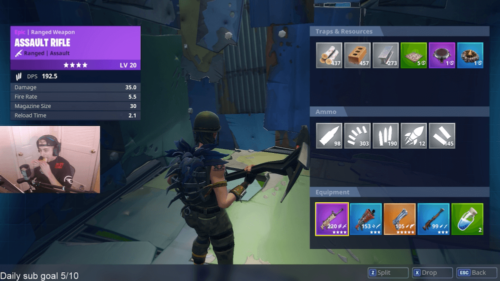 a twitch streamer broadcasting gameplay