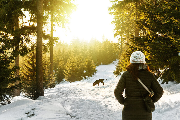 Woman outside in the snow