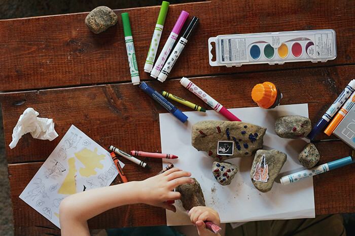 Table full of crayons