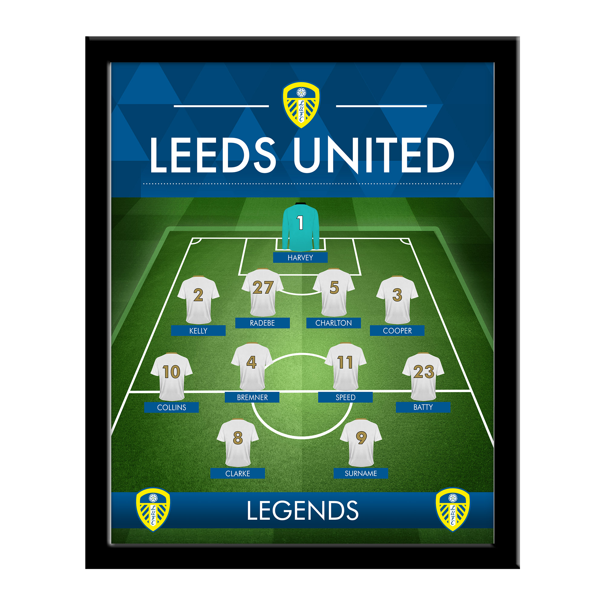 Leeds United Fc Legends Line Up Print Framed