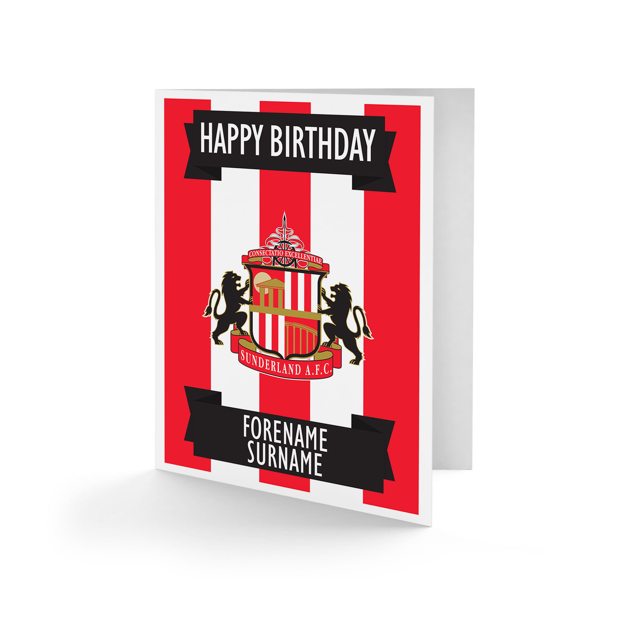 Red /& White ANY NAME//COLOUR Handmade Personalised Sunderland Card