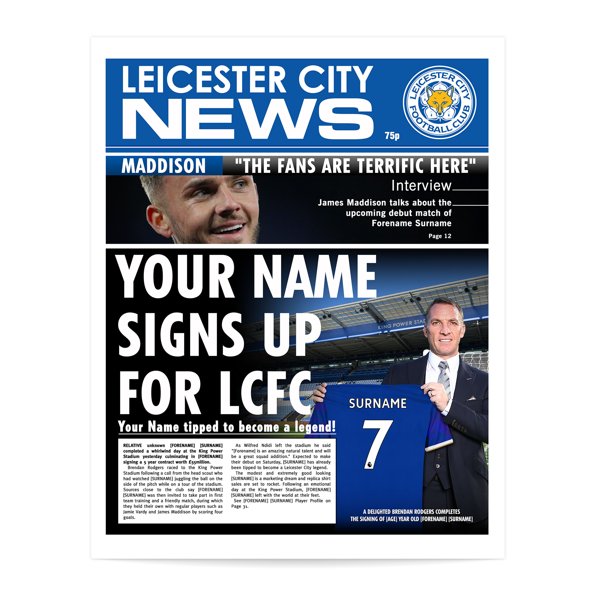 Personalised Leicester City FC Prints