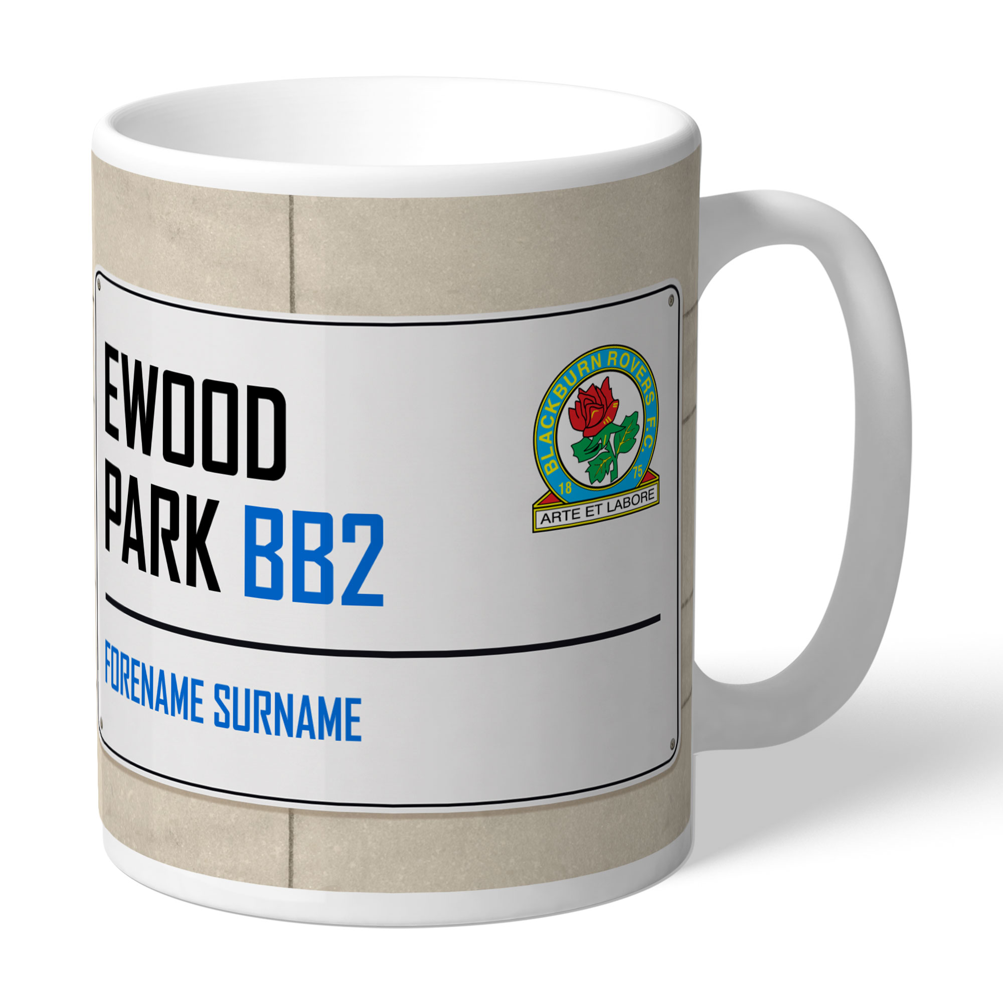 Official Personalised Blackburn Rovers Fc Street Sign Mug