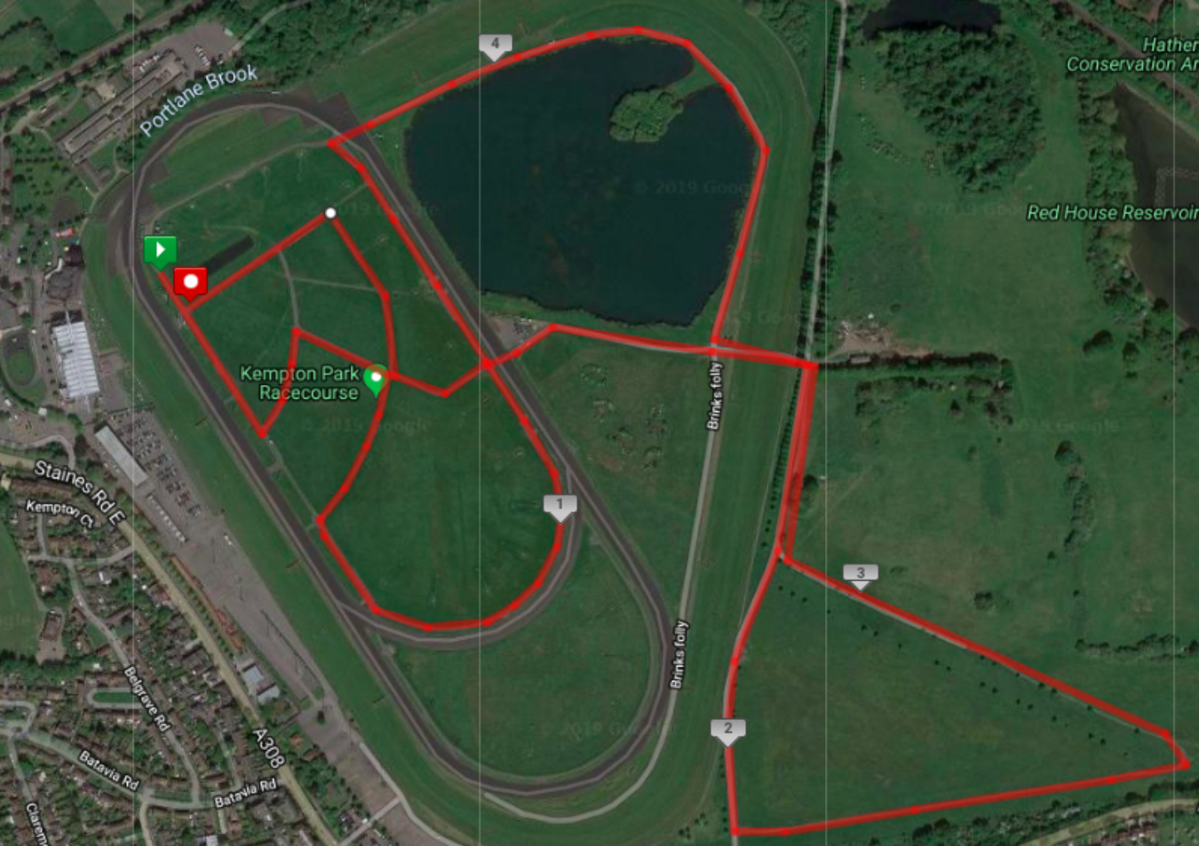 Kempton Park Racecourse Race Route V1